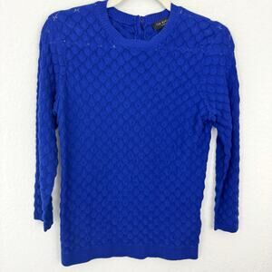 Ted Baker Womens Yayoi Knit Pullover Sweater Size 4 Cotton Cashmere Royal Blue